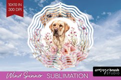 Floral Dog Wind Spinner Sublimation PNG - Flowers Round Product Image 1