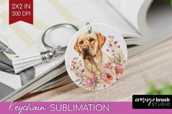 Floral Dog Keychain PNG - Flowers Keychain Sublimation Product Image 1