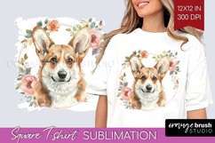 Floral Dog Square Tshirt Background - Flowers PNG Product Image 1
