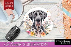 Floral Dog Car Coaster - Flowers Coaster PNG Sublimation Product Image 1