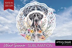 Floral Dog Wind Spinner Sublimation PNG - Flowers Round Product Image 1