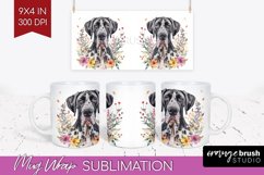 Floral Dog Mug Wrap - Flowers Mug PNG Sublimation Product Image 1
