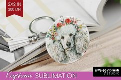Floral Dog Keychain PNG - Flowers Keychain Sublimation Product Image 1