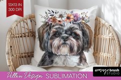 Floral Dog Pillow Sublimation - Flowers Pillow Cover PNG Product Image 1