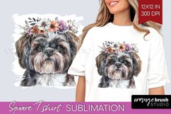 Floral Dog Square Tshirt Background - Flowers PNG Product Image 1