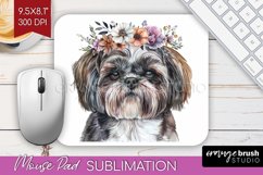 Floral Dog Mouse Pad Sublimation - Flowers Mousepad PNG Product Image 1