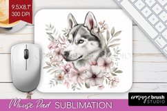 Floral Dog Mouse Pad Sublimation - Flowers Mousepad PNG Product Image 1