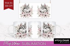 Floral Dog Mug Wrap - Flowers Mug PNG Sublimation Product Image 1