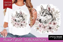 Floral Dog Round Tshirt Background - Flowers PNG Sublimation Product Image 1