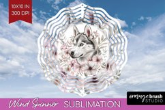 Floral Dog Wind Spinner Sublimation PNG - Flowers Round Product Image 1