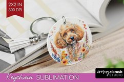 Floral Dog Keychain PNG - Flowers Keychain Sublimation Product Image 1