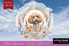 Floral Dog Wind Spinner Sublimation PNG - Flowers Round Product Image 1
