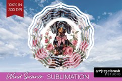 Floral Dog Wind Spinner Sublimation PNG - Flowers Round Product Image 1