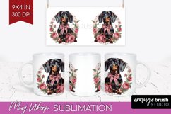 Floral Dog Mug Wrap - Flowers Mug PNG Sublimation Product Image 1