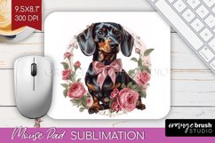 Floral Dog Mouse Pad Sublimation - Flowers Mousepad PNG Product Image 1