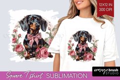 Floral Dog Square Tshirt Background - Flowers PNG Product Image 1