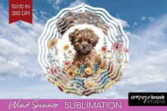Floral Dog Wind Spinner Sublimation PNG - Flowers Round Product Image 1
