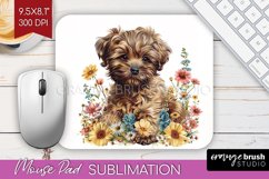 Floral Dog Mouse Pad Sublimation - Flowers Mousepad PNG Product Image 1