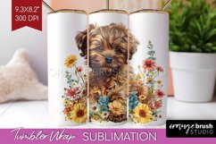Floral Dog Tumbler Wrap - Flowers Tumbler PNG Sublimation Product Image 1