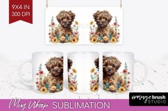 Floral Dog Mug Wrap - Flowers Mug PNG Sublimation Product Image 1