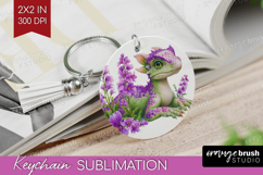 Floral Dragon Keychain PNG - Fantasy Keychain Sublimation Product Image 1