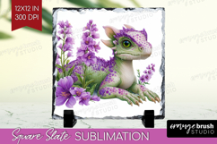 Floral Dragon Slate PNG - Fantasy Square Slate Sublimation Product Image 1