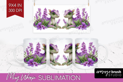Floral Dragon Mug Wrap - Fantasy Mug PNG Sublimation Product Image 1