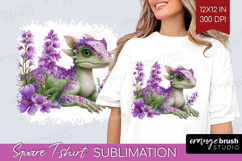 Floral Dragon Square Tshirt Background - Fantasy PNG Product Image 1