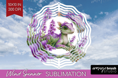 Floral Dragon Wind Spinner Sublimation PNG - Fantasy Round Product Image 1