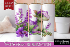 Floral Dragon Tumbler Wrap - Fantasy Tumbler PNG Sublimation Product Image 1