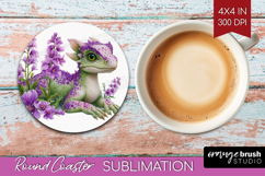 Floral Dragon Round Coaster - Fantasy Coaster PNG Product Image 1