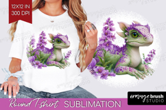 Floral Dragon Round Tshirt Background - Fantasy PNG Product Image 1