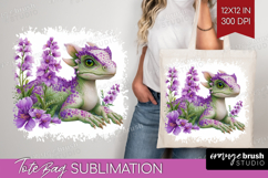 Floral Dragon Tote Bag - Fantasy Tote Bag PNG Sublimation Product Image 1