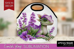 Floral Dragon Lunch Bag - Fantasy Lunch Bug PNG Sublimation Product Image 1