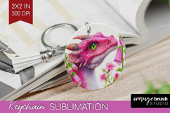 Floral Dragon Keychain PNG - Fantasy Keychain Sublimation Product Image 1