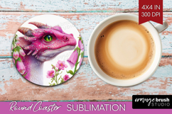 Floral Dragon Round Coaster - Fantasy Coaster PNG Product Image 1