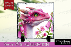 Floral Dragon Slate PNG - Fantasy Square Slate Sublimation Product Image 1