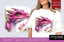 Floral Dragon Square Tshirt Background - Fantasy PNG Product Image 1