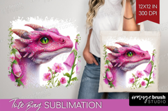 Floral Dragon Tote Bag - Fantasy Tote Bag PNG Sublimation Product Image 1