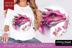 Floral Dragon Round Tshirt Background - Fantasy PNG Product Image 1