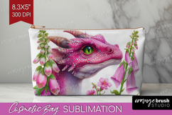Floral Dragon Cosmetic Bag - Fantasy Makeup Bag PNG Product Image 1