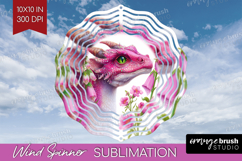 Floral Dragon Wind Spinner Sublimation PNG - Fantasy Round Product Image 1