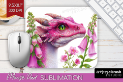 Floral Dragon Mouse Pad Sublimation - Fantasy Mousepad PNG Product Image 1