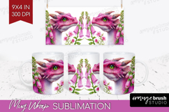Floral Dragon Mug Wrap - Fantasy Mug PNG Sublimation Product Image 1