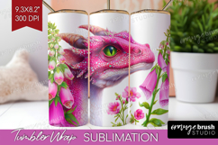Floral Dragon Tumbler Wrap - Fantasy Tumbler PNG Sublimation Product Image 1