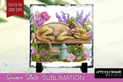 Floral Dragon Slate PNG - Fantasy Square Slate Sublimation Product Image 1