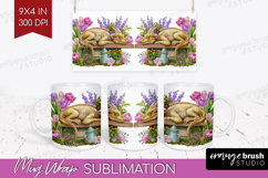 Floral Dragon Mug Wrap - Fantasy Mug PNG Sublimation Product Image 1