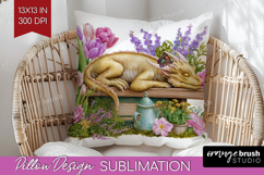 Floral Dragon Pillow Sublimation - Fantasy Pillow Cover PNG Product Image 1