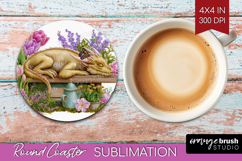 Floral Dragon Round Coaster - Fantasy Coaster PNG Product Image 1