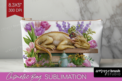 Floral Dragon Cosmetic Bag - Fantasy Makeup Bag PNG Product Image 1